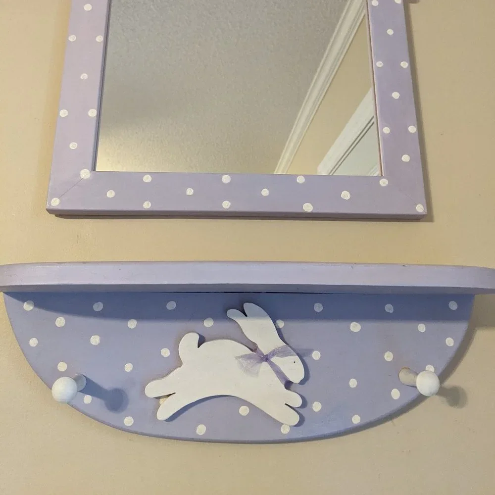Wooden Wall Bunny Rabbit Shelf & Coat Pegs